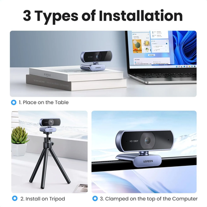 Cámara Web UGREEN Full HD 1080p – 30FPS con Micrófono Integrado