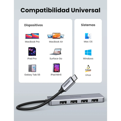 HUB USB-C UGREEN – 4 Puertos USB 3.0